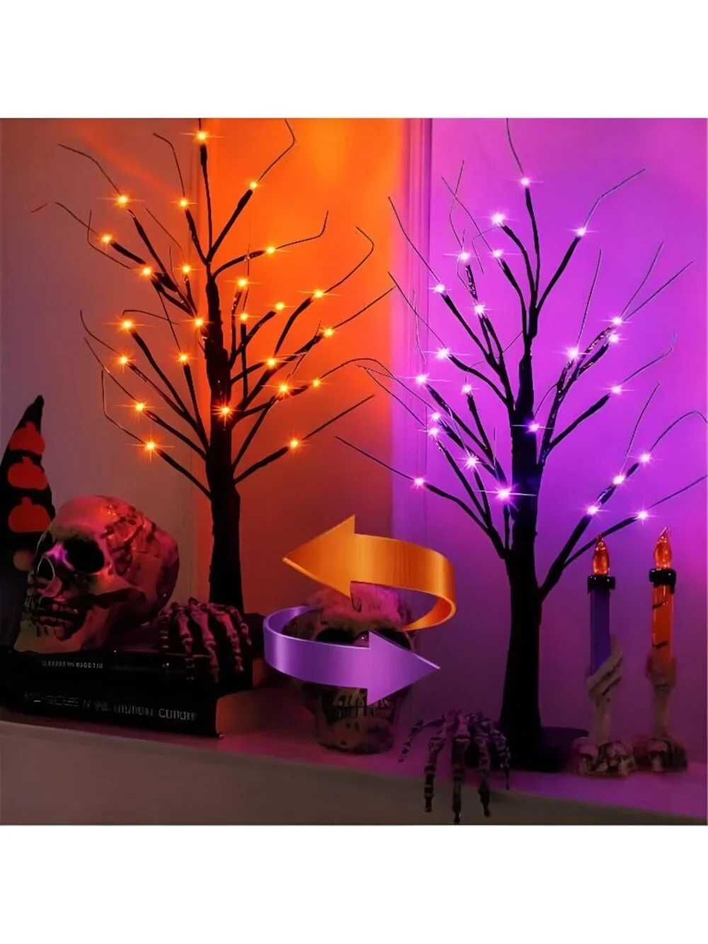 Halloween Decorations 2 Pack 24 Inch Color-Changing Halloween Tree